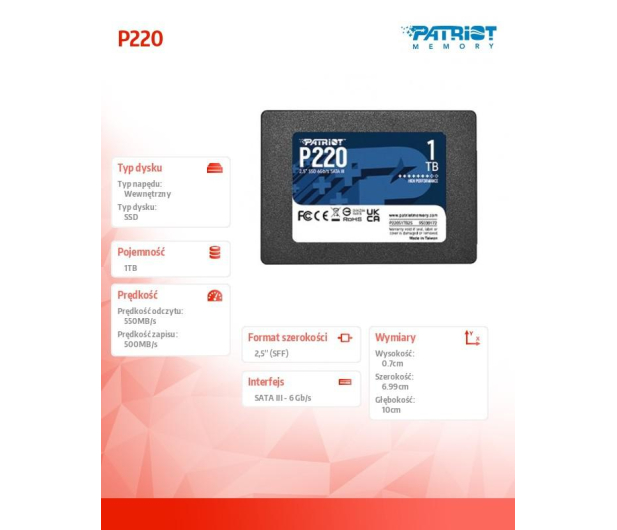 Patriot 1TB 2,5" SATA SSD P220 - 1111811 - zdjęcie 2